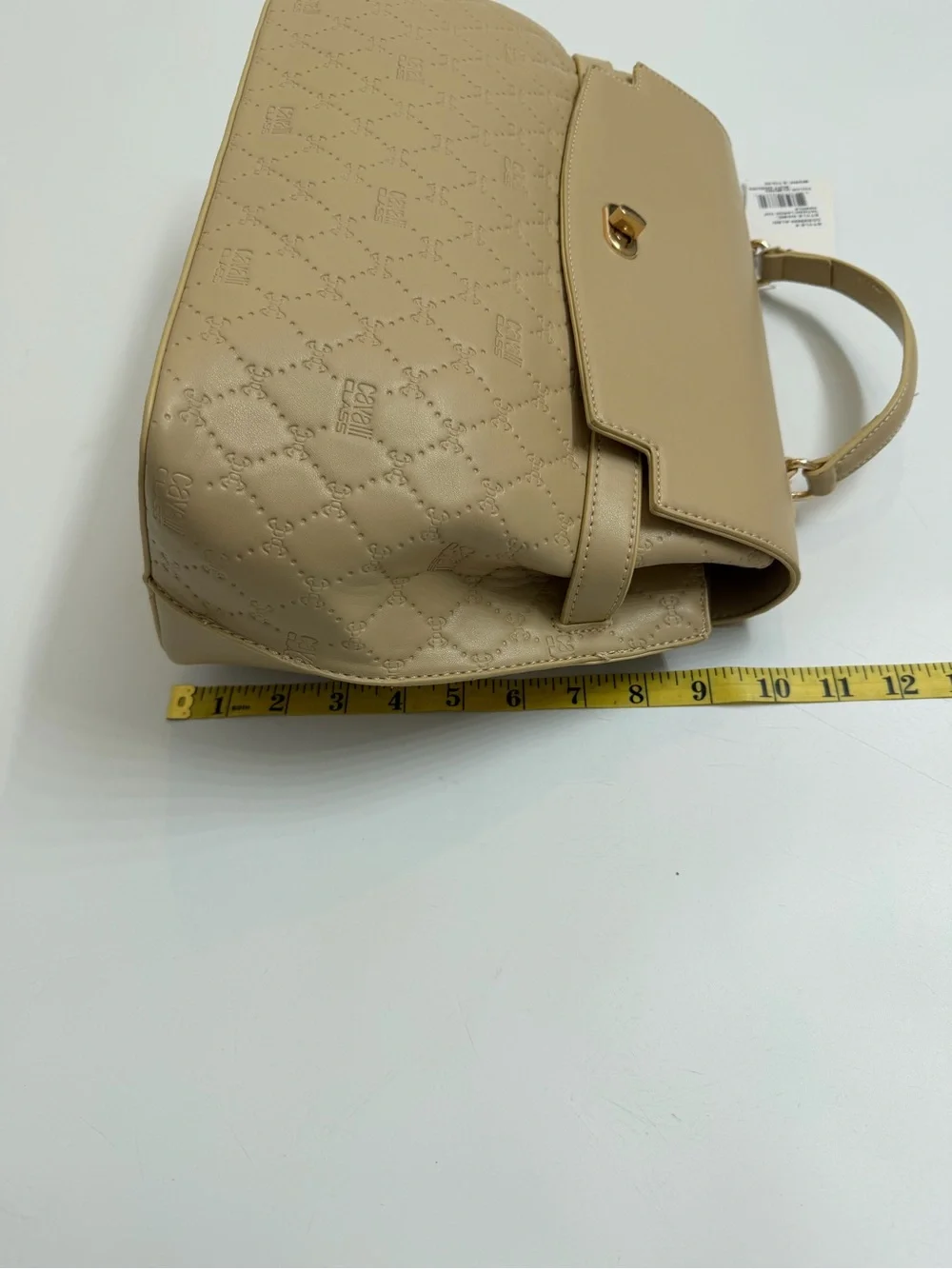 Cavalli Class Tatiana Quilted Top Handle Bag Almond NWT Strap + Dust Bag